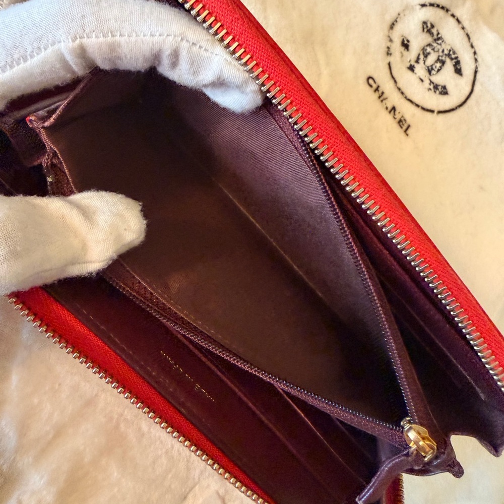 CHANEL Mademoiselle Coco Mark Zip Around Wallet in Red - Picture 15 of 16